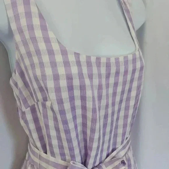 DKNY Lavender/White  Check Sleeveless Scoop Neck Dress - Picture 4 of 9